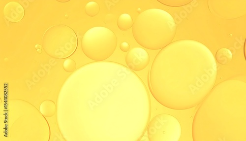 Yellow Oil Bubbles Abstract Background.