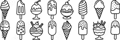 Black and white ice cream dessert collection