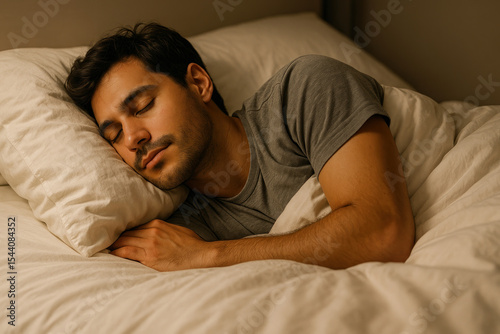 Man Sleeping in Bed - Photo