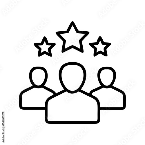 Teamwork success icon with stars rating, business collaboration and leadership vector illustration