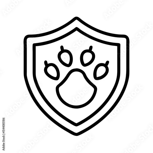 Paw print shield vector icon illustration for pet care animal rescue and veterinary services logo concept