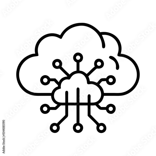 Cloud computing network diagram for data storage and sharing with connection nodes vector graphic design