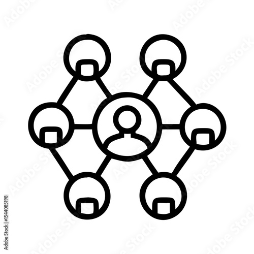 Network marketing strategy icon showing multiple connected people for social media and business growth