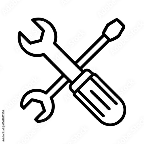 Spanner and screwdriver vector icon illustration, repair tools, maintenance, construction, fix, diy, service