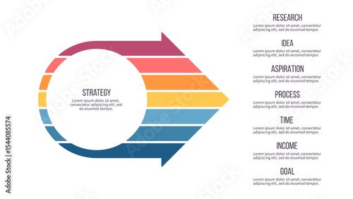 Business infographic template. Process chart with seven options, steps. Vector chart.