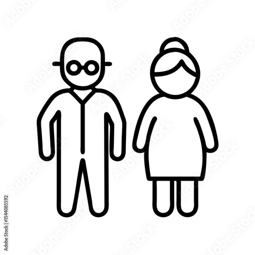 Illustration of elderly couple senior citizens grandparents old people family retirement community living
