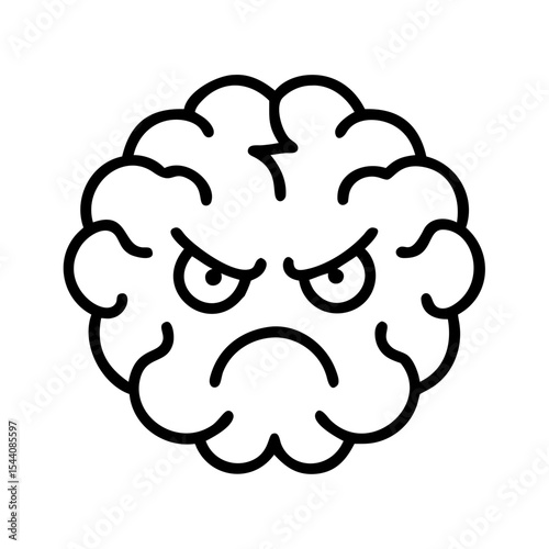 Download angry brain vector illustration: mental health, stress, and emotion concept design element vector