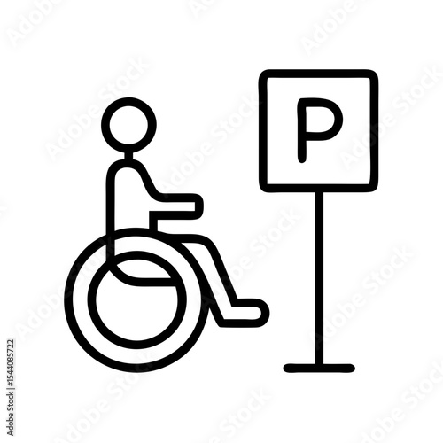Accessible parking symbol icon vector illustration for handicap parking space sign and wheelchair user access