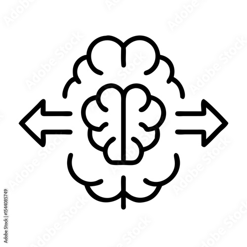 Brainstorming and creative thinking concept with brain and arrows for innovation and ideas process