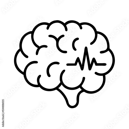 Brain wave activity icon, mental health and neurology concept, brain function diagnostic and research