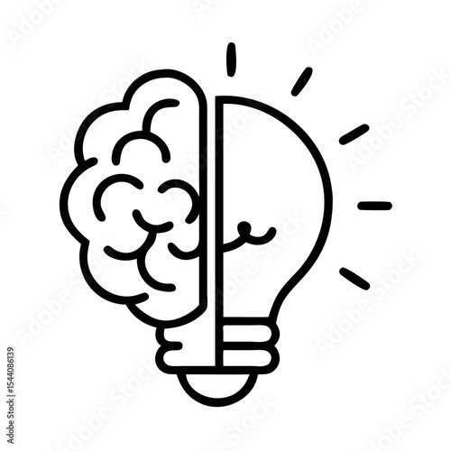 Brainstorming and creative idea generation concept with brain and lightbulb illustration vector