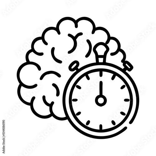 Brainstorming time management concept: productivity, focus, and efficiency with stopwatch icon design