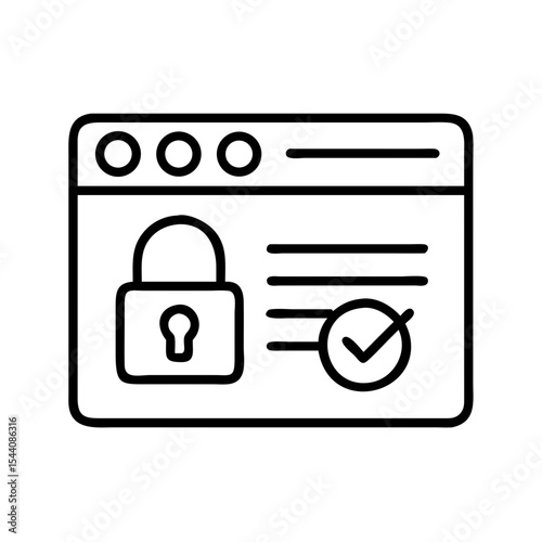Secure website icon for cybersecurity and data protection with padlock and checkmark for verification
