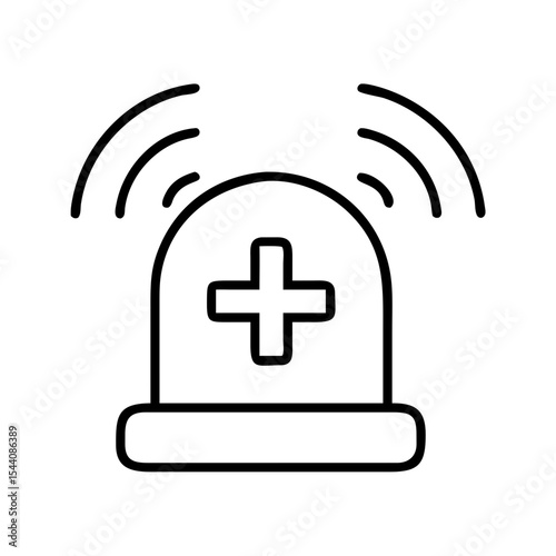 Medical emergency alarm icon vector, ambulance siren symbol, hospital alert sign, emergency light symbol icon