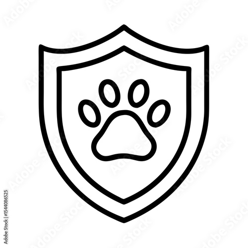 Dog paw print shield vector icon for pet care logo design and veterinary clinic protection symbol idea