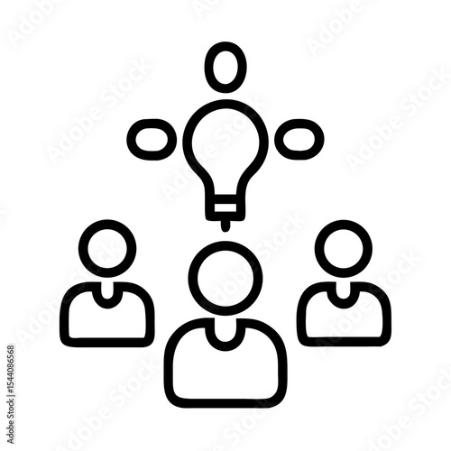 Team collaboration brainstorming session for creative ideas and innovative solutions with lightbulb concept