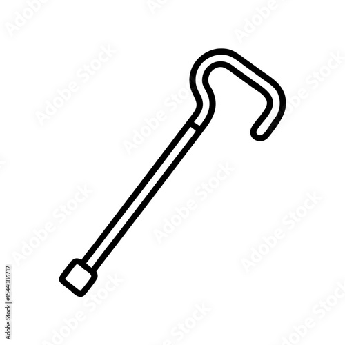 Illustration of walking cane for elderly assistance mobility aid stick support cane outline drawing