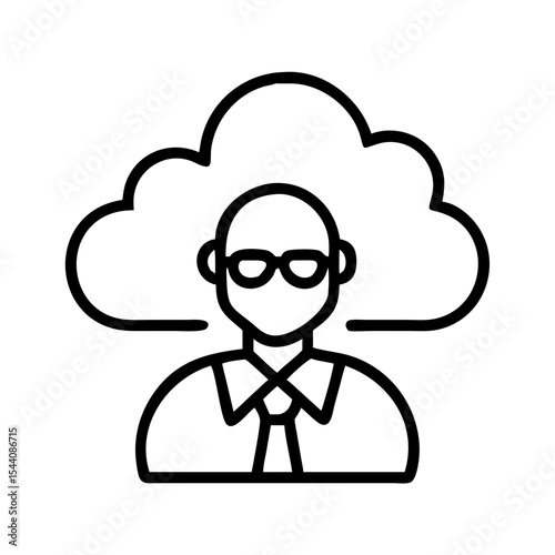 Cloud computing expert icon, data scientist, cloud engineer, network architect, cloud solutions architect