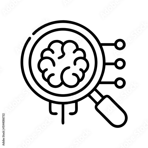 Brain research and development with magnifying glass for cognitive science and neurology study