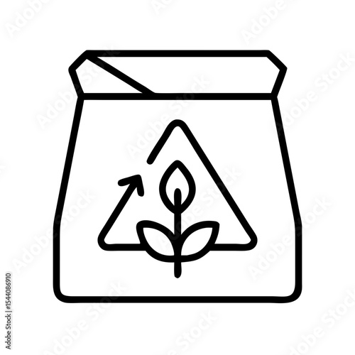 Organic fertilizer bag with plant icon vector, sustainable agriculture and farming practice concept design