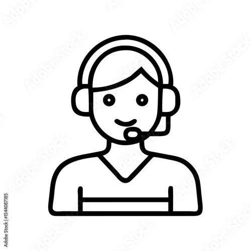 Customer service representative icon vector, call center agent, support operator with headset vector