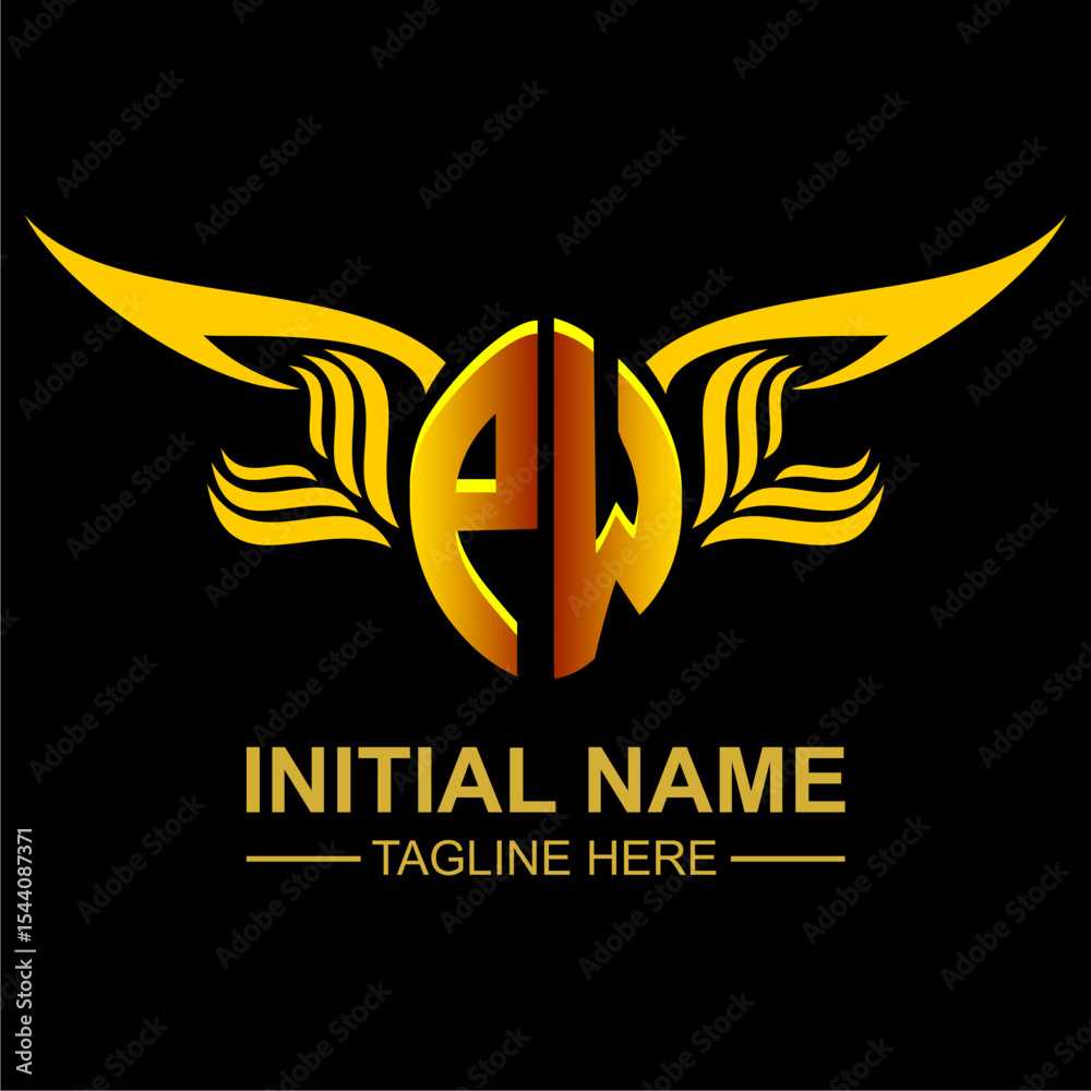 PW Golden Wing Emblem Logo PW Golden Wing Emblem Logo