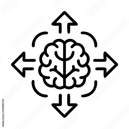 Brainstorming ideas and solutions concept with brain and arrows for creative thinking process