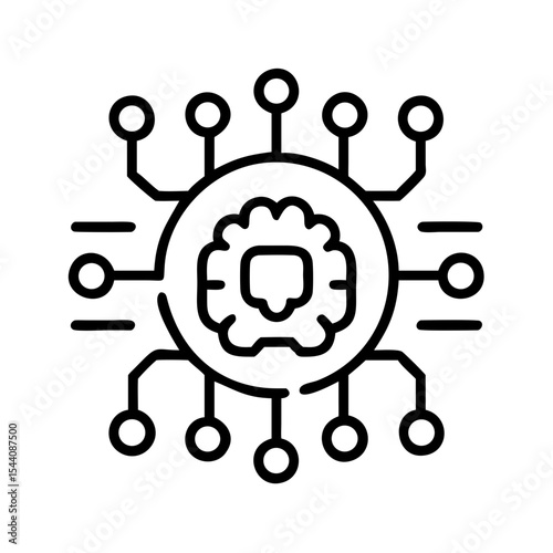 Artificial intelligence ai brain neural network machine learning technology icon vector design