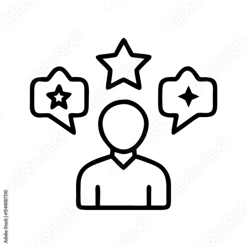 Person with star rating feedback and reviews concept for business performance and reputation management