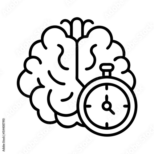 Brain power focus time management concept, boost productivity and efficient thinking with timer icon