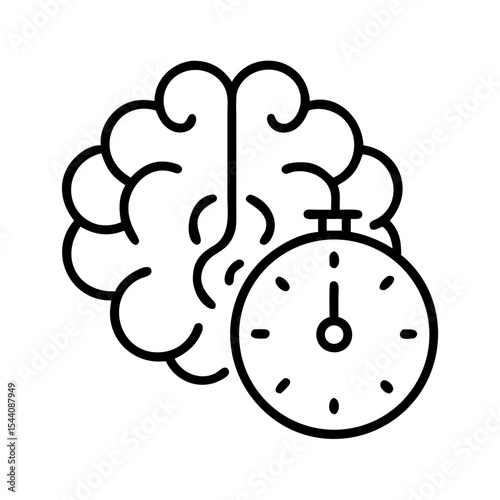Brain time management concept for productivity and focus improvement with stopwatch icon vector