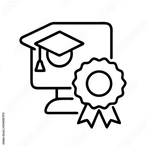 Online education degree certificate program graduation course e learning vector illustration