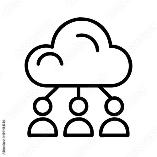 Cloud computing network icon for data sharing and collaboration with team members online vector