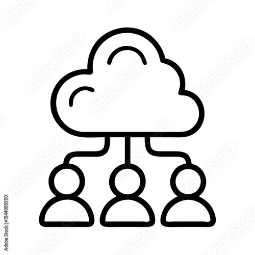 Cloud computing network diagram showing data sharing and collaboration between multiple users online
