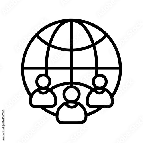 Global network community icon vector illustration for social connection and business partnership concept