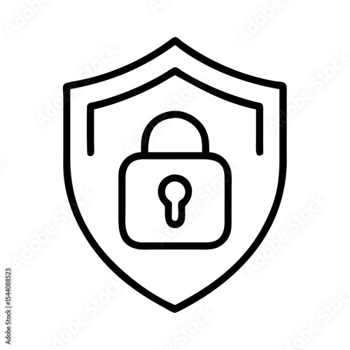 Security shield with padlock icon for data protection and cyber security solutions illustration