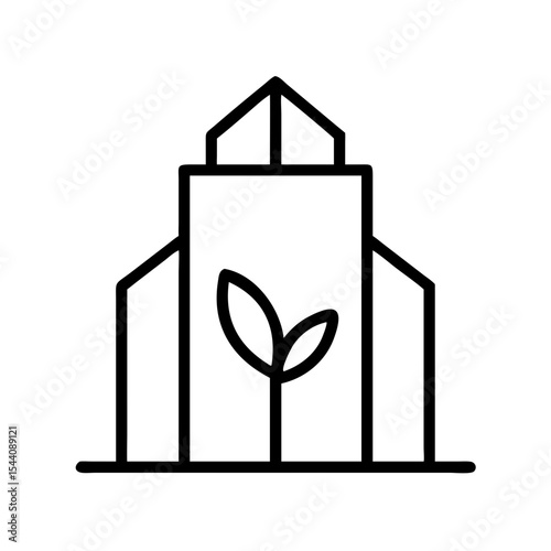 Eco friendly architecture building with plant vector icon for sustainable development and design ideas