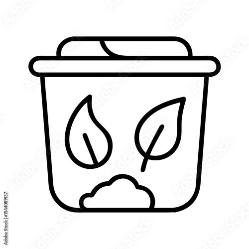 Organic waste compost bin vector icon illustration, composting food scraps and yard waste concept art