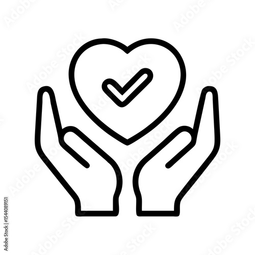 Hands holding heart with check mark icon vector illustration for health care and love concept design
