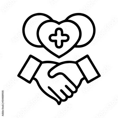 Healthcare partnership agreement icon vector, medical collaboration and support symbol graphic design