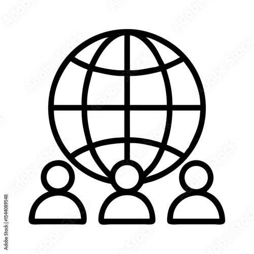 Global community network icon vector illustration representing international collaboration and connection