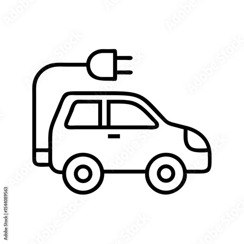 Electric vehicle ev charging station plug in car outline icon for green energy and sustainability tech