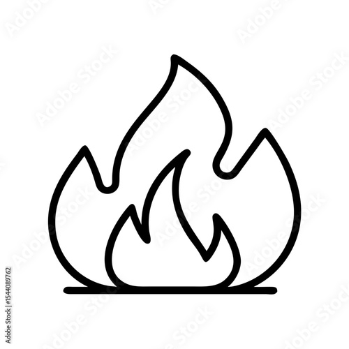 Outline fire flame vector icon illustration, bonfire symbol, campfire sign, hot burn blaze design