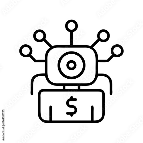 Ai financial advisor robot icon, automated investment strategy and robotic finance management system concept