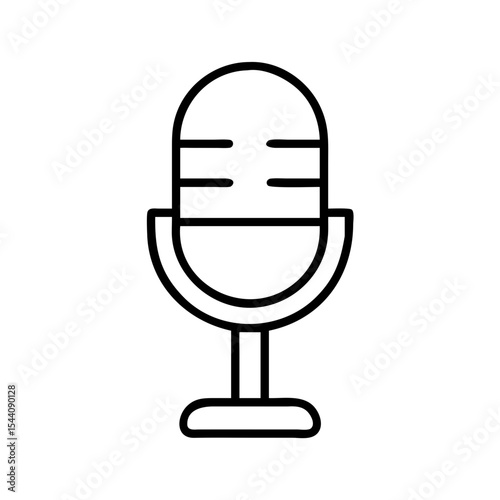 Microphone vector icon for podcasting, karaoke, singing, and voice recording in simple line art style