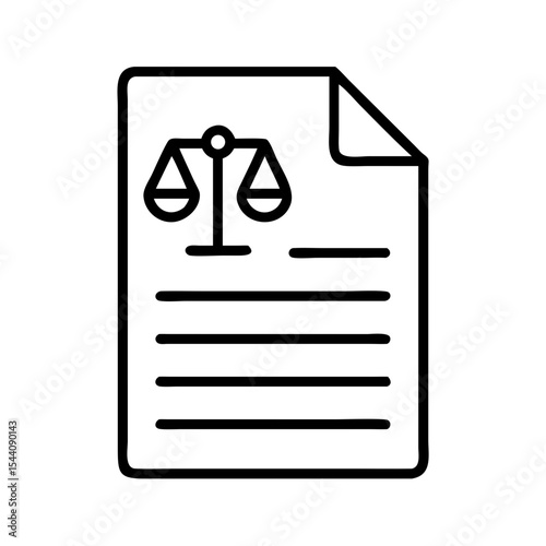 Legal document with scales of justice icon vector for law firm or legal services representation, icon