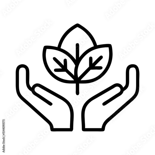 Hands holding leaf vector illustration for nature conservation and environmental protection design