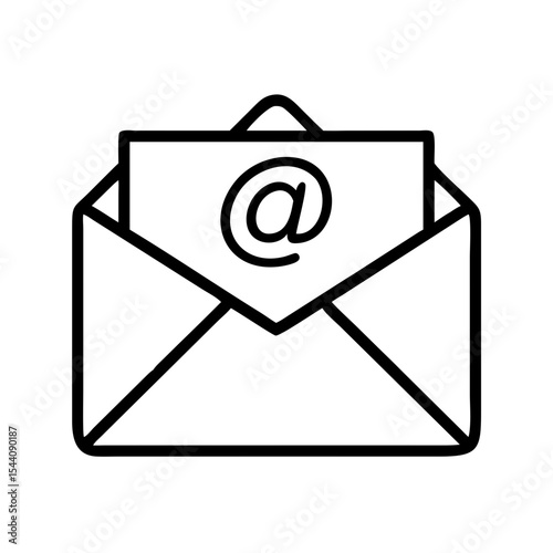 Email marketing vector icon open envelope with at sign for newsletter subscription and contact us form