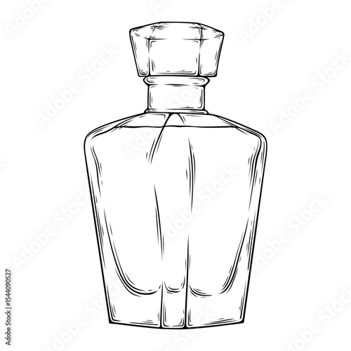 vector line art drawing illustration of a perfume bottle