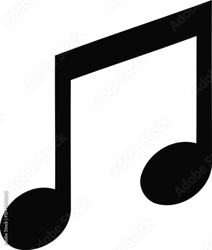 Black Silhouette Eighth Music Note - AI Generative
